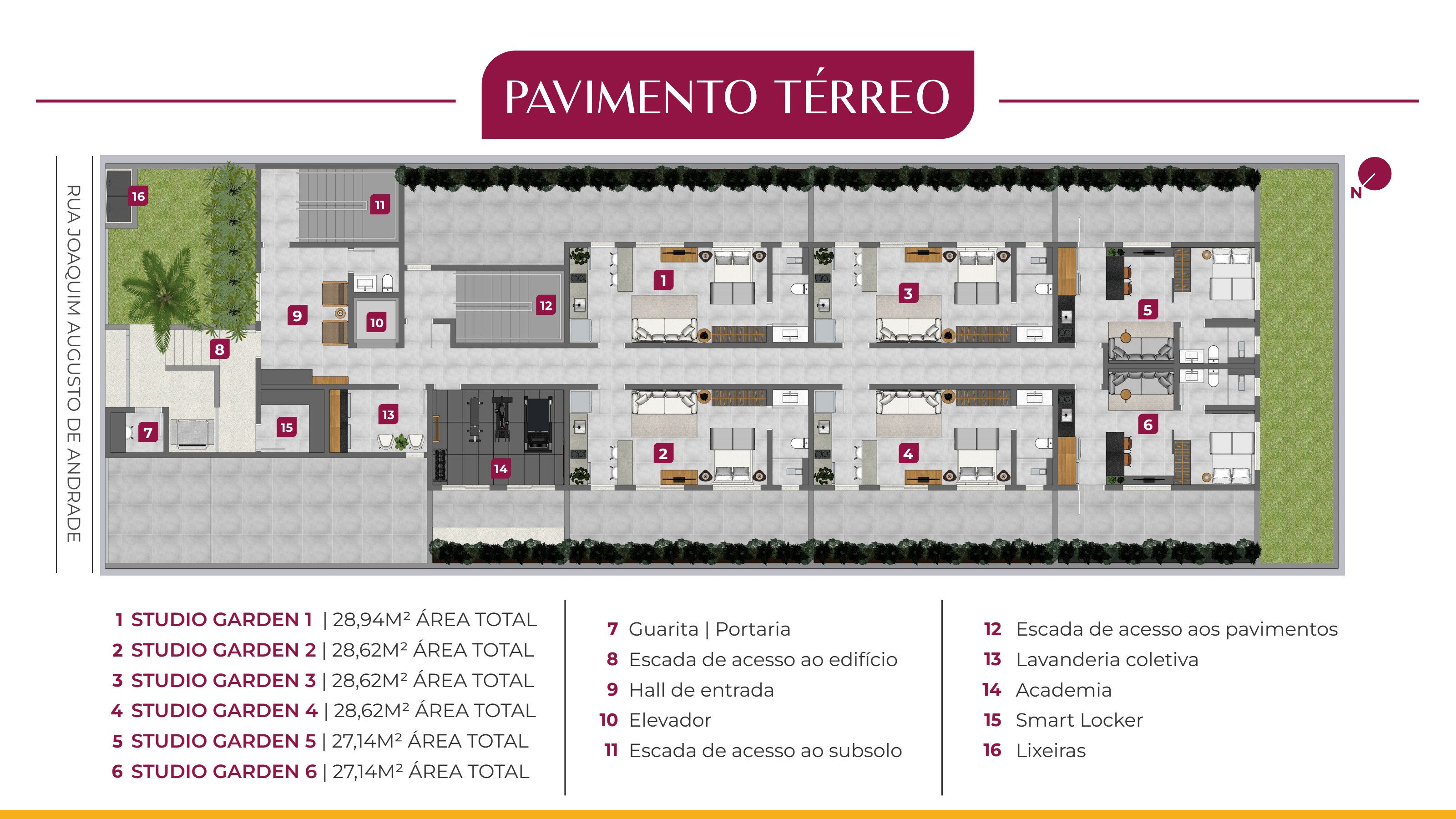 Planta do pavimento térreo - Studios Garden