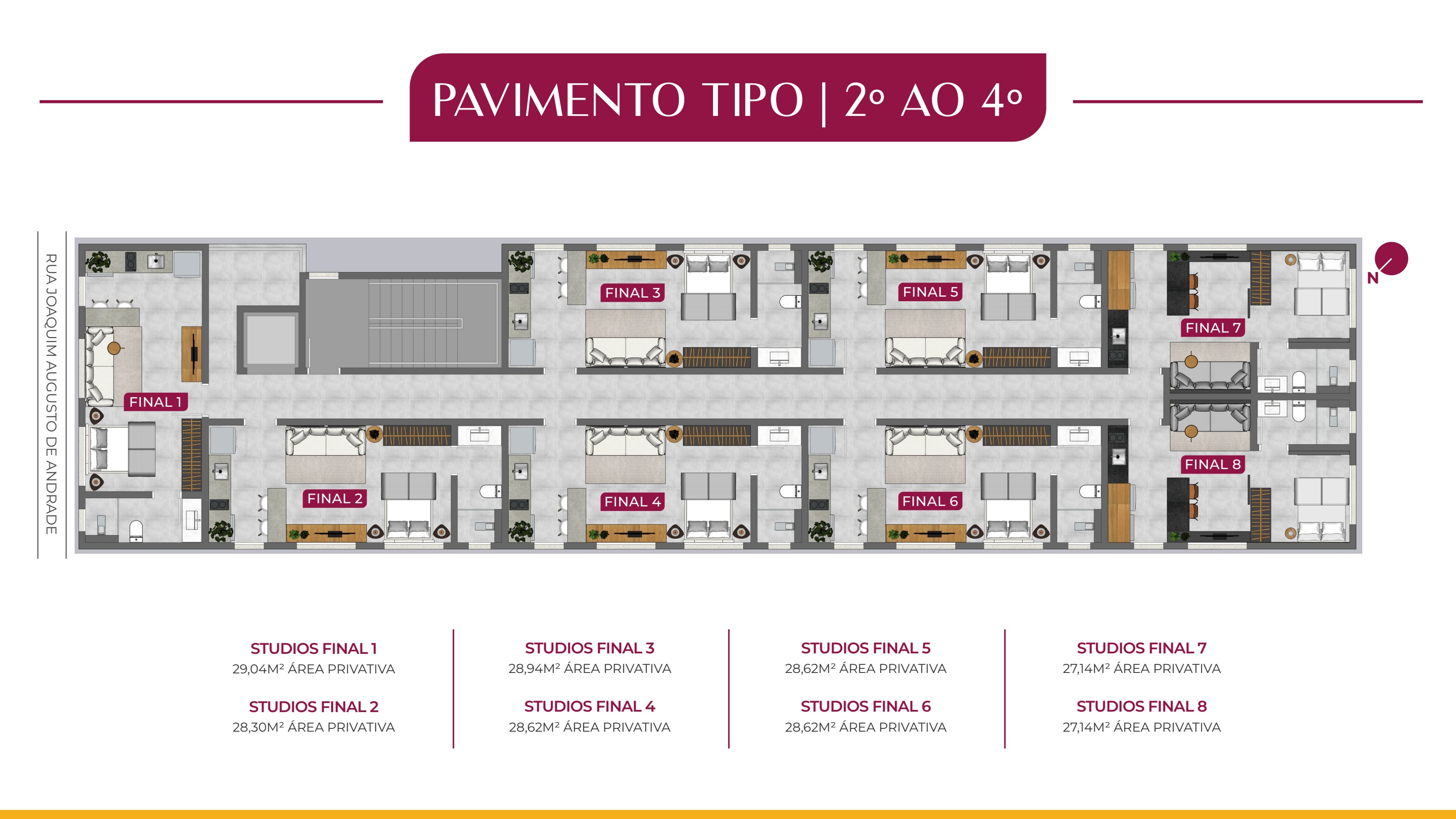 Planta do pavimento tipo - 2º ao 4º andar